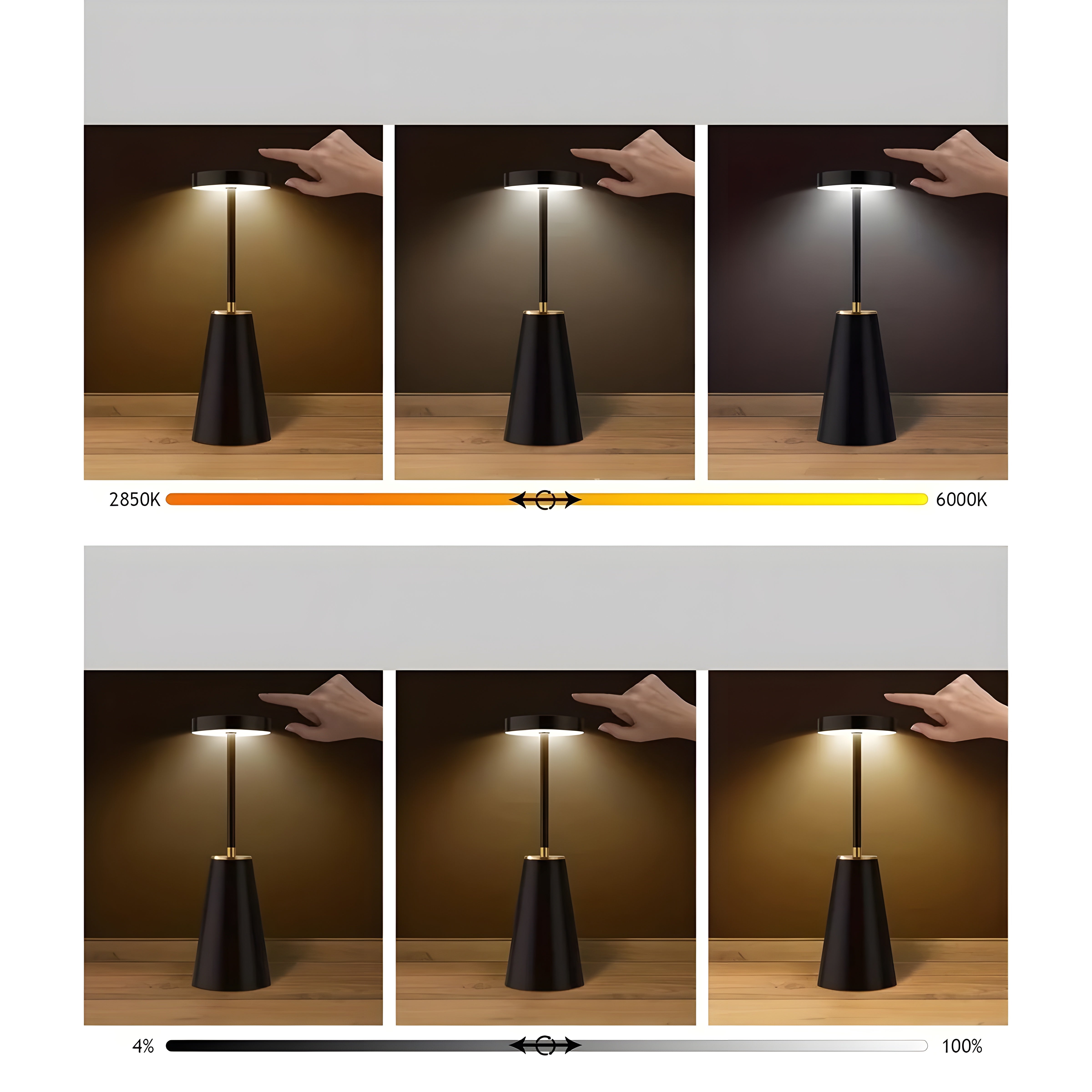 Solara LED Tischlampe | Kabellos & Wiederaufladbar | Touch-Dimmbar | Modernes Design | Schwarz oder Weiß