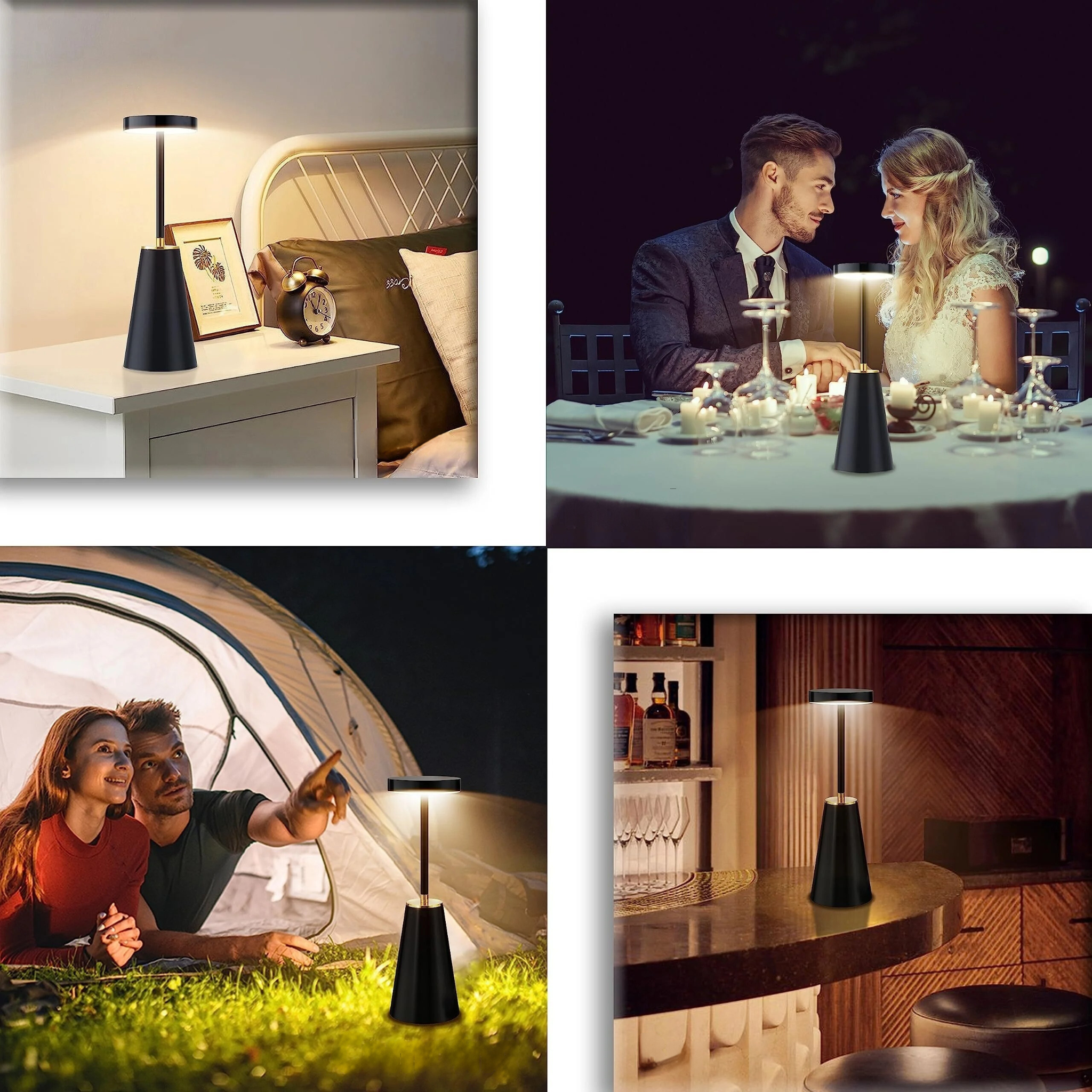 Solara LED Tischlampe | Kabellos & Wiederaufladbar | Touch-Dimmbar | Modernes Design | Schwarz oder Weiß