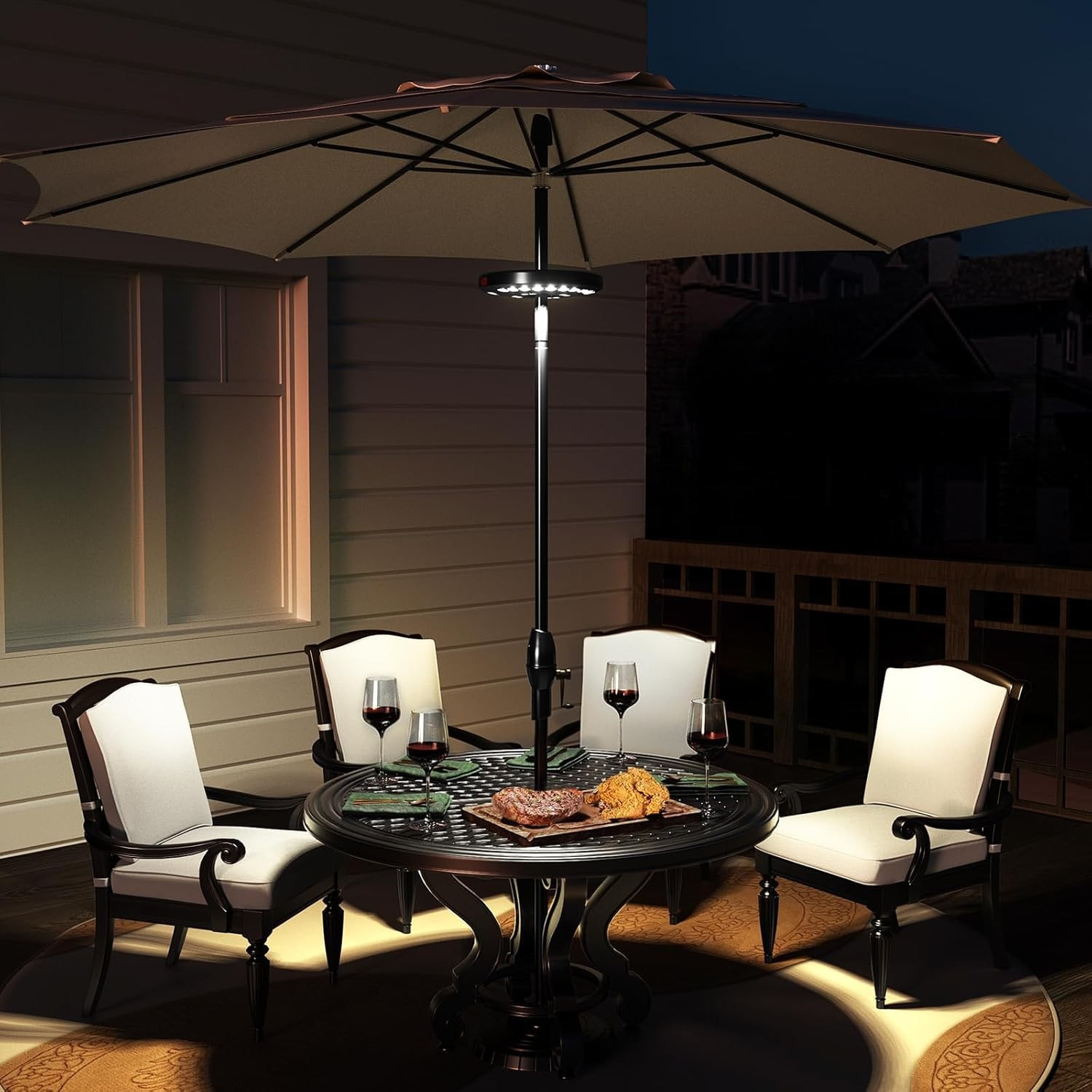 ClipLight LumaLamp | Solarbetriebene Schirmleuchte | Kabellos & Wiederaufladbar | Für Balkon & Garten