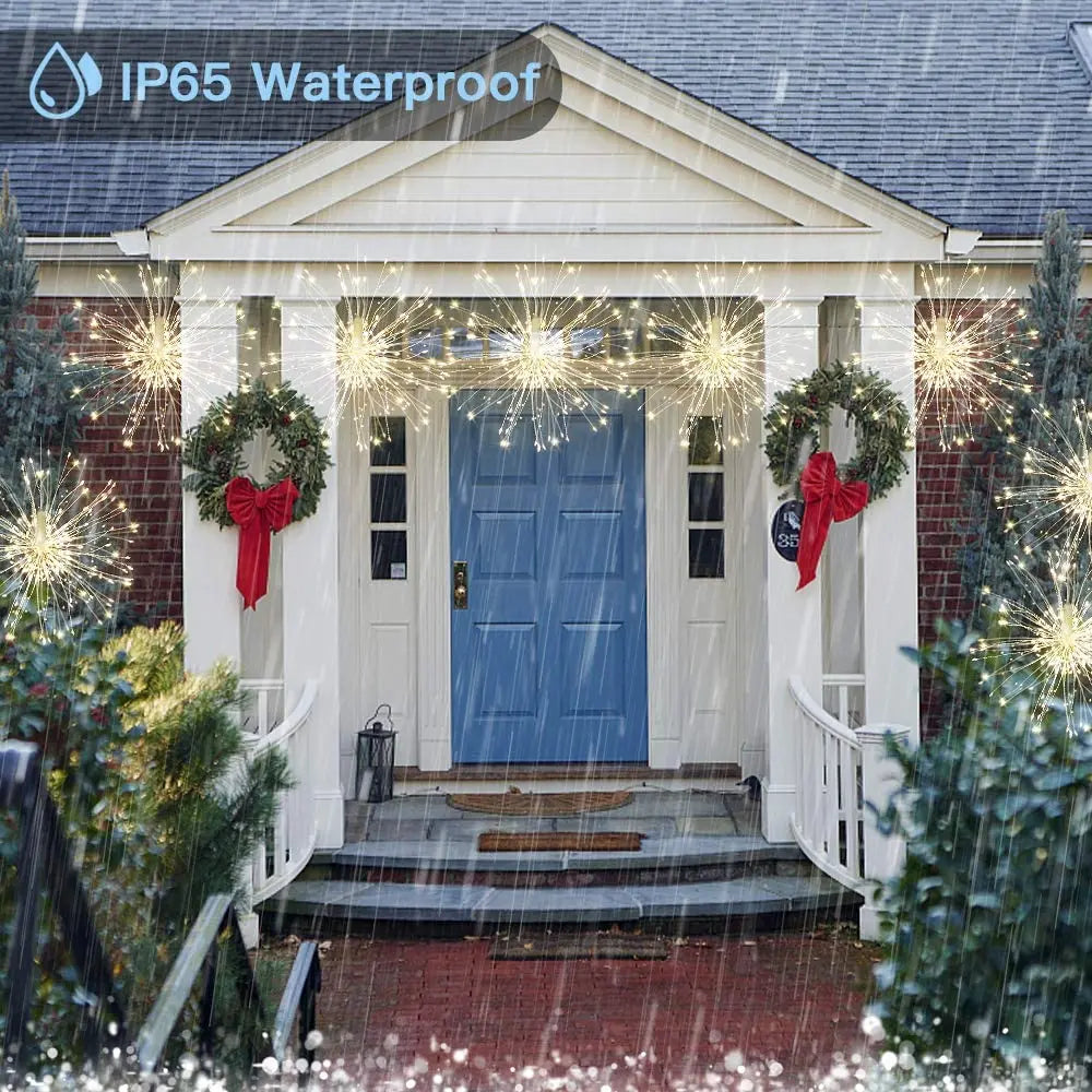 LED-Feuerwerkslichter StellaBurst | 150/200 LEDs | 8 Modi mit Fernbedienung | Wasserdicht | Warmweiß, Kaltweiß, Bunt oder Blau