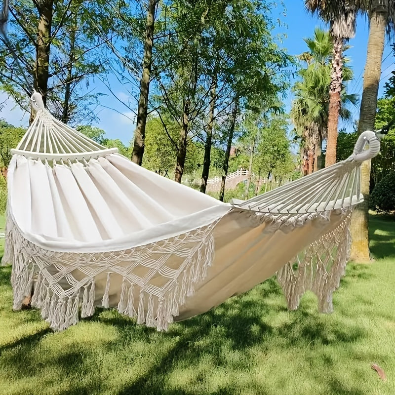 Calyma DuoHammock | Boho-Hängematte für 2 Personen | Weiche Baumwolle & Pompons | Für Innen & Außen