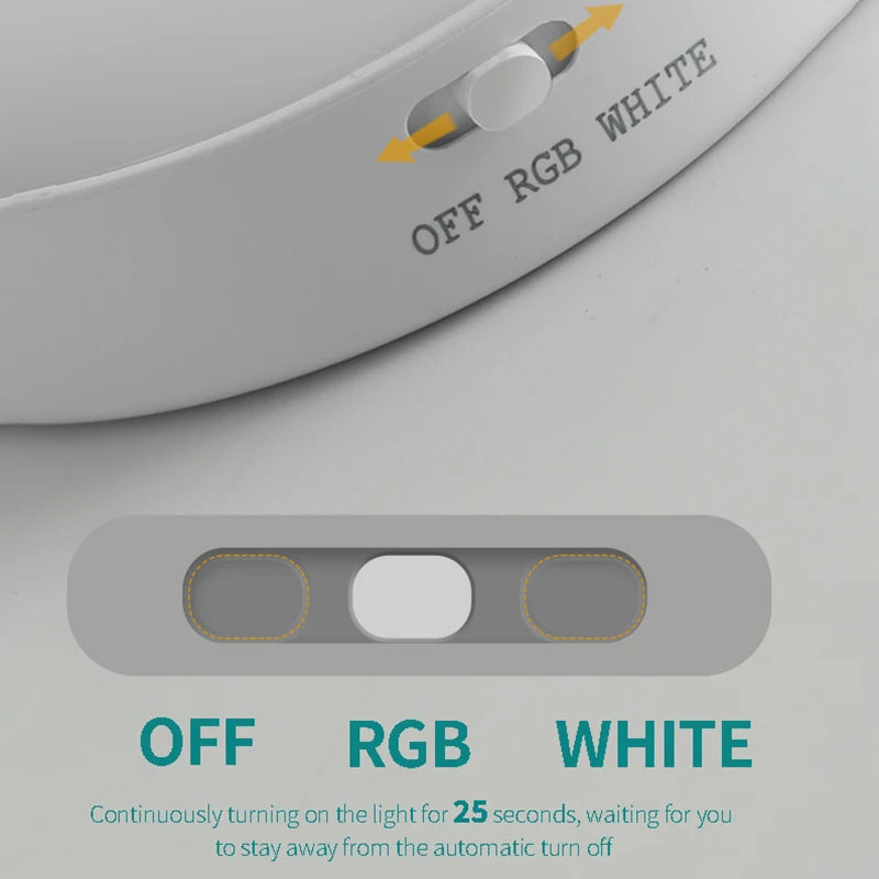 Lumora | Bewegungsaktivierte Nachtlampe | Warmweiß & RGB | Wiederaufladbar, Magnetisch | 120° Erfassungswinkel | Kabellos für Schlafzimmer, Küche, Flur