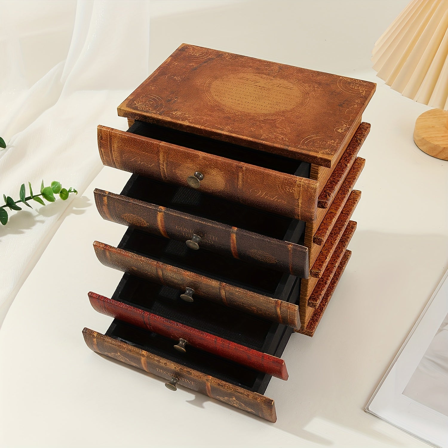 LibraBox | Vintage Bücherstapel Aufbewahrung | Schmuck & Büro Organizer | Massivholz