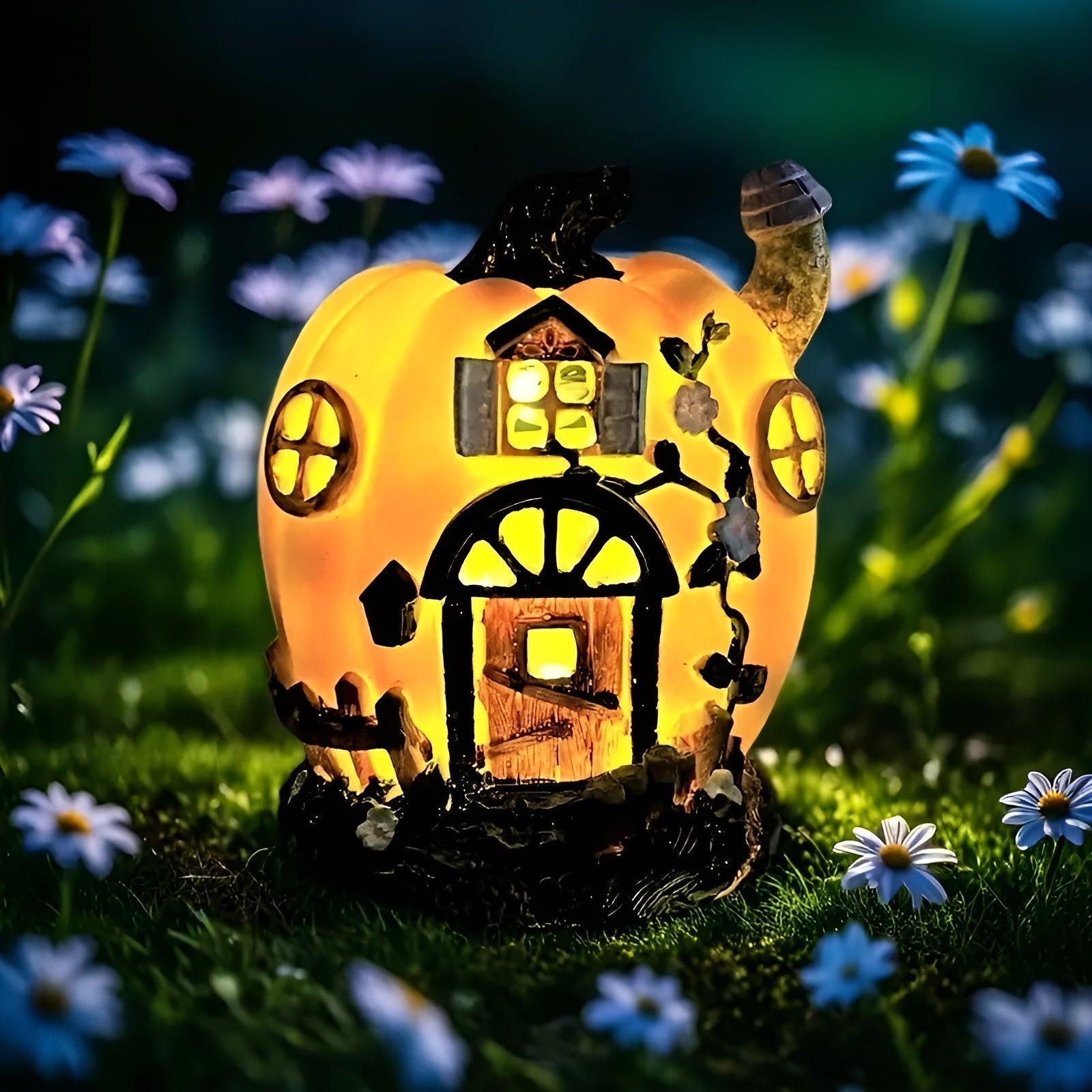 Lumipumpa Solar-Kürbis-Haus | LED-Außenleuchte | Wetterfest & Energieeffizient | Ideal für Halloween- & Herbstdekoration