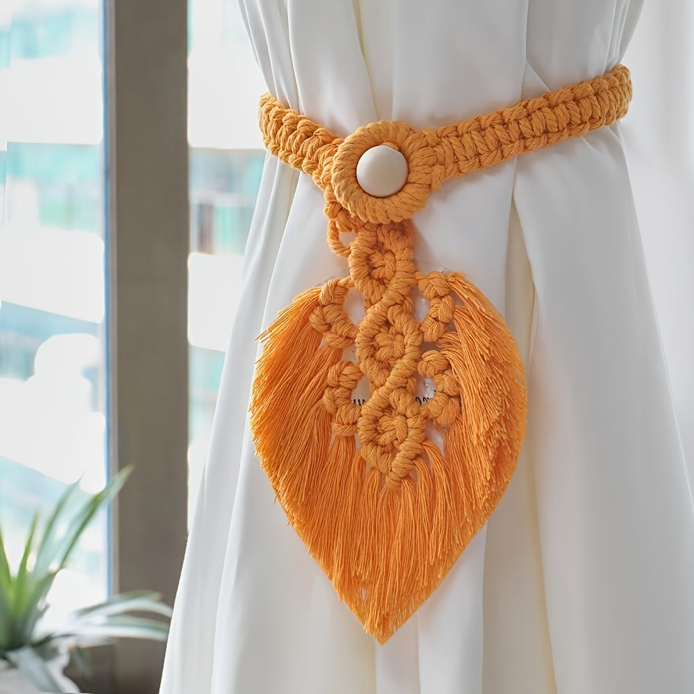 Soltana Vorhangbänder | Handgeknüpftes Boho-Design | 100 % Baumwolle | Für Wohnzimmer & Schlafzimmer