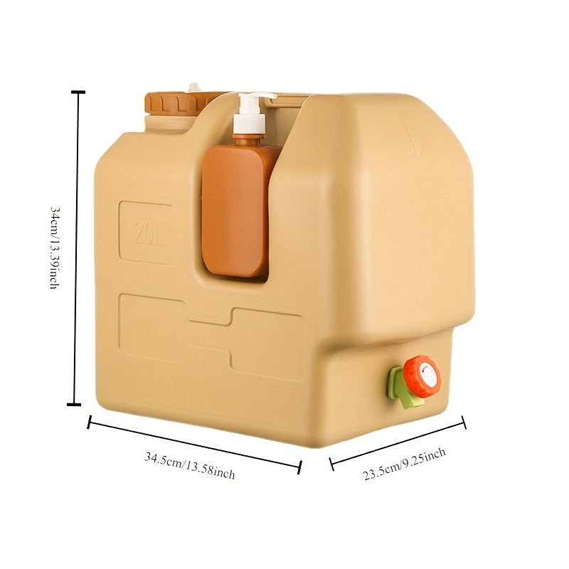 HydroGo | Mobiler Wasserkanister mit Hahn | Tragbar, hygienisch, inkl. Seifenhalter | Für Camping, Outdoor & Reisen
