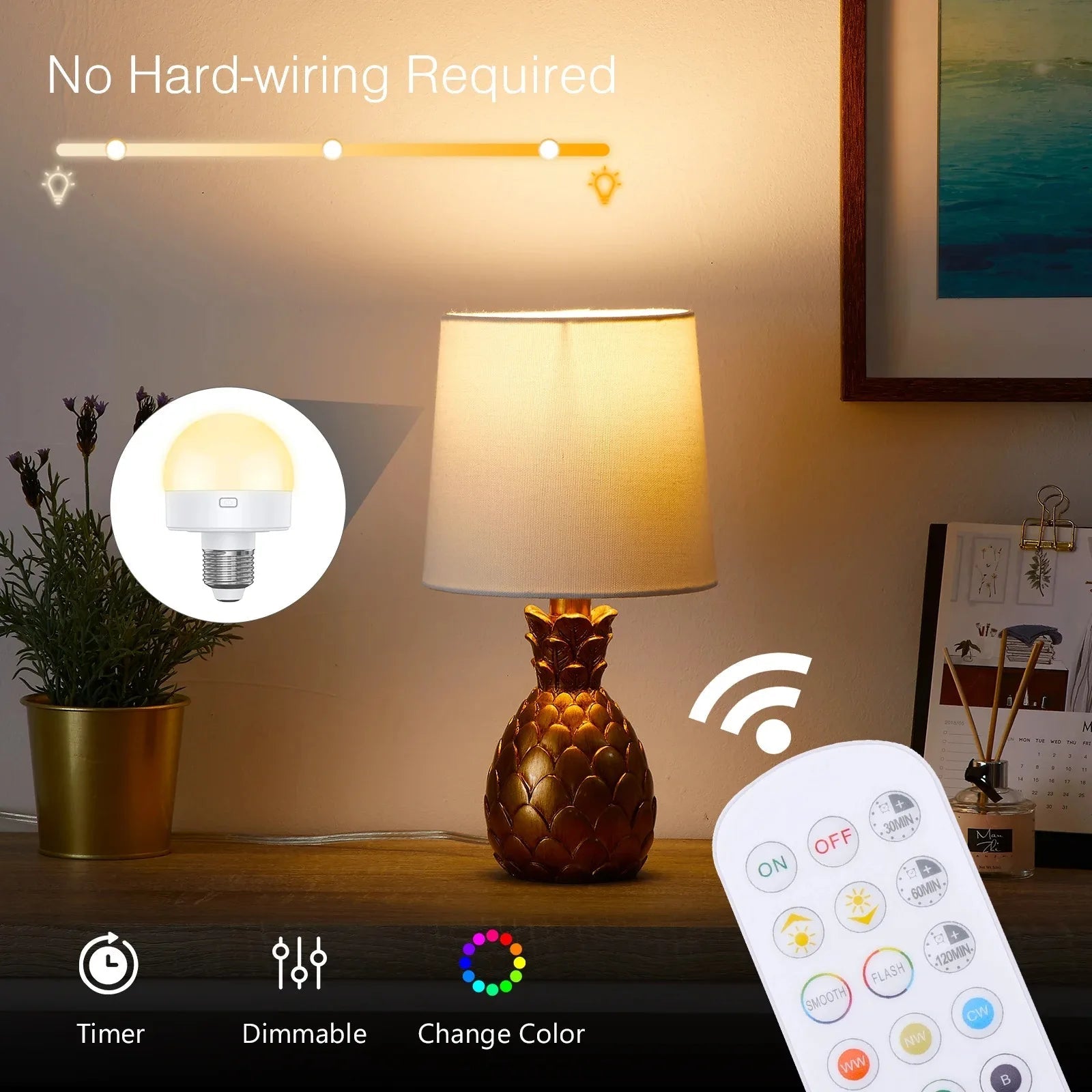 LumoVera | Wiederaufladbare LED-Lampe mit Fernbedienung | RGB & 3 Farbmodi | E27-Fassung | Dimmbar mit Timer | USB-C- und Batterieladung