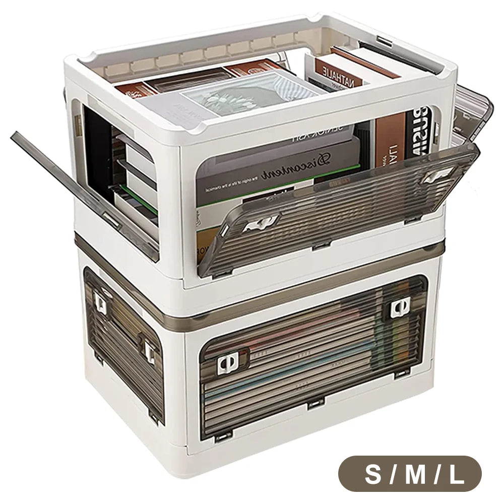 Flexora Klappbare Aufbewahrungsbox | Klare Klappbox mit Griff & Rollen | Stapelbar und Platzsparend | 27 L / 40 L / 53 L – Weiß