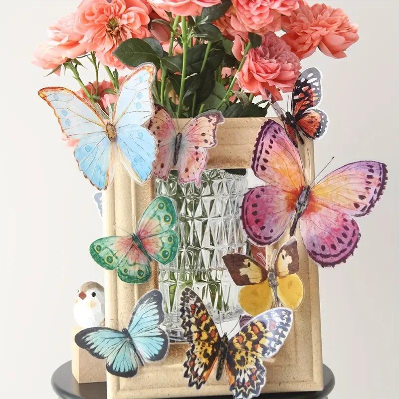 Luftora Wanddeko Schmetterlinge | 3D Aquarelloptik | 36 Stück Wiederverwendbar | Für Wände & Geschenke