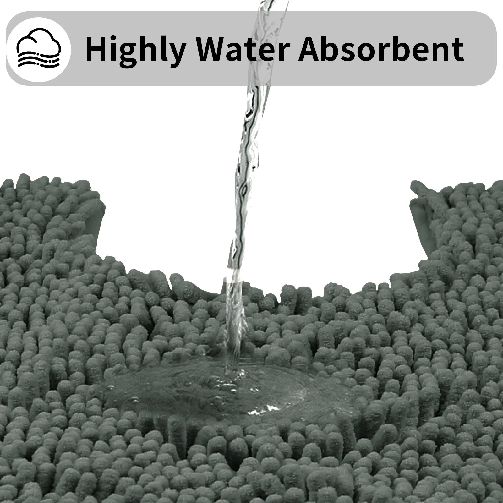 Aqualume | U-förmige Toilettenmatte | Chenille-Badmatte mit überlegener Saugfähigkeit | Rutschfest und maschinenwaschbar | Weich und gemütlich