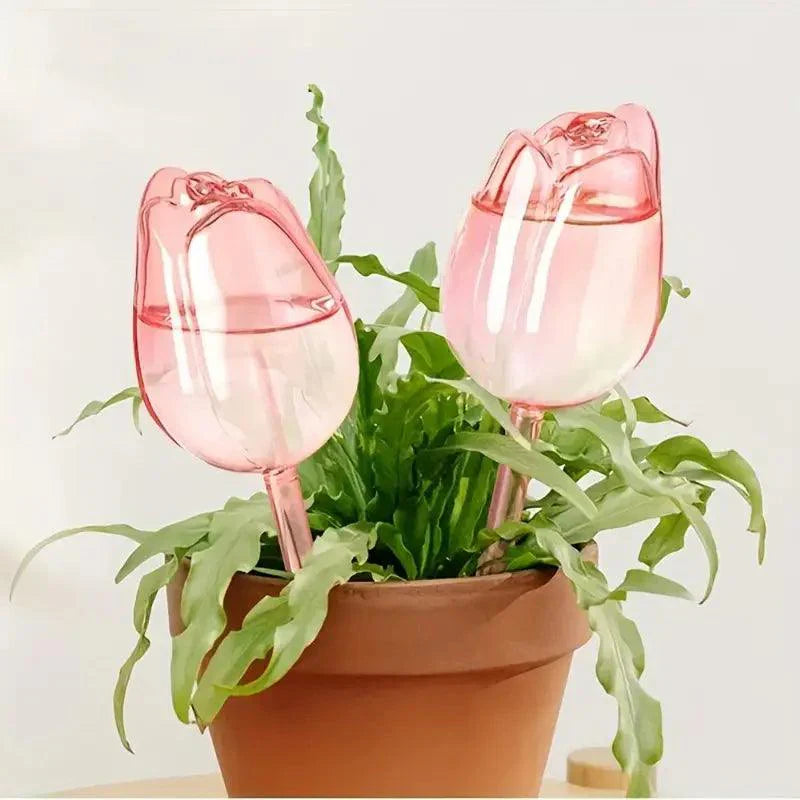 Floryna Bewässerungskugeln | Automatische Pflanzenpflege | Tulpenform Rosa | 2er/4er Set