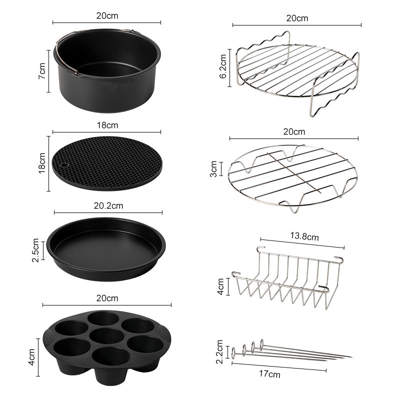 AirBake 7in1 Airfryer Set | Vielseitiges Zubehör für Ihre Fritteuse | Spülmaschinenfest & Robustes Design | Ideal für Muffins, Pizza & mehr