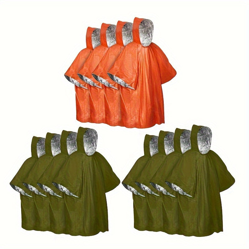 OutdoorGuard ThermoPonchos | Wasserdicht & Isolierend | Kompakt & Ultraleicht | 4er Set mit Kapuze
