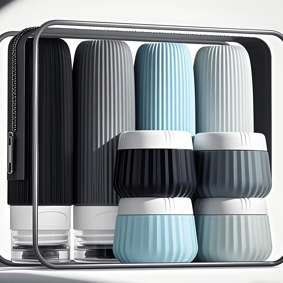 Nomixa TravelKit | 8-teiliges Silikon-Reiseset | Auslaufsicher & TSA-konform | Mit Kulturtasche