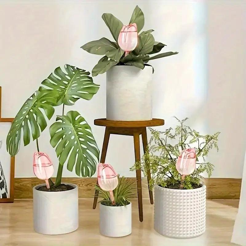Floryna Bewässerungskugeln | Automatische Pflanzenpflege | Tulpenform Rosa | 2er/4er Set