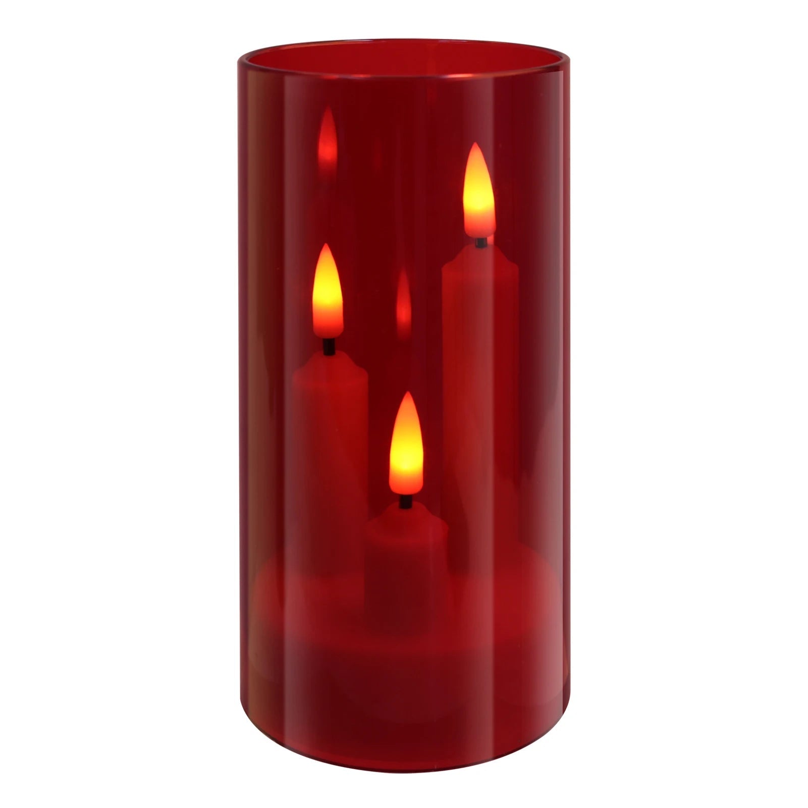 LumoAura LED-Kerze mit Dreifach-Dochten | Glasumhüllter Flackernder Flammeneffekt | Batteriegetriebene, Flammenlose Kerze | Sicher und Authentisch | Warmweißes Licht