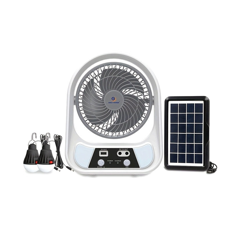 SolarAir | Tragbarer Solar-Ventilator | LED-Beleuchtung & Powerbank | Kompakt und Mobil