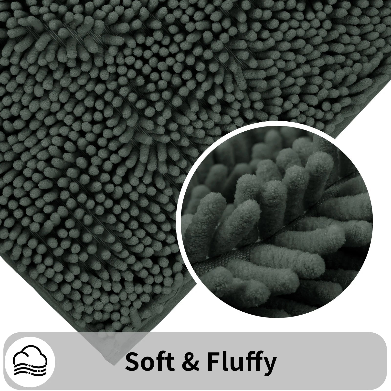 Aqualume | U-förmige Toilettenmatte | Chenille-Badmatte mit überlegener Saugfähigkeit | Rutschfest und maschinenwaschbar | Weich und gemütlich