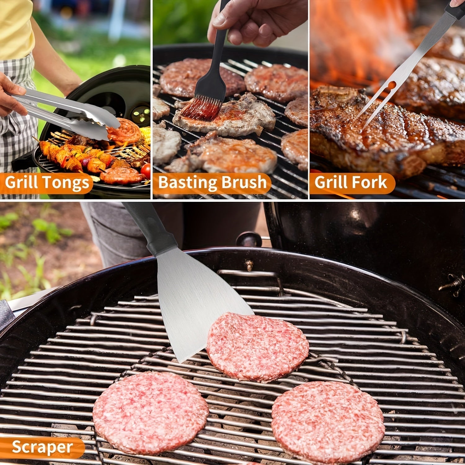 GrillMasterX BBQ Set 20-teilig | Robustes Edelstahlzubehör | Für Garten & Camping