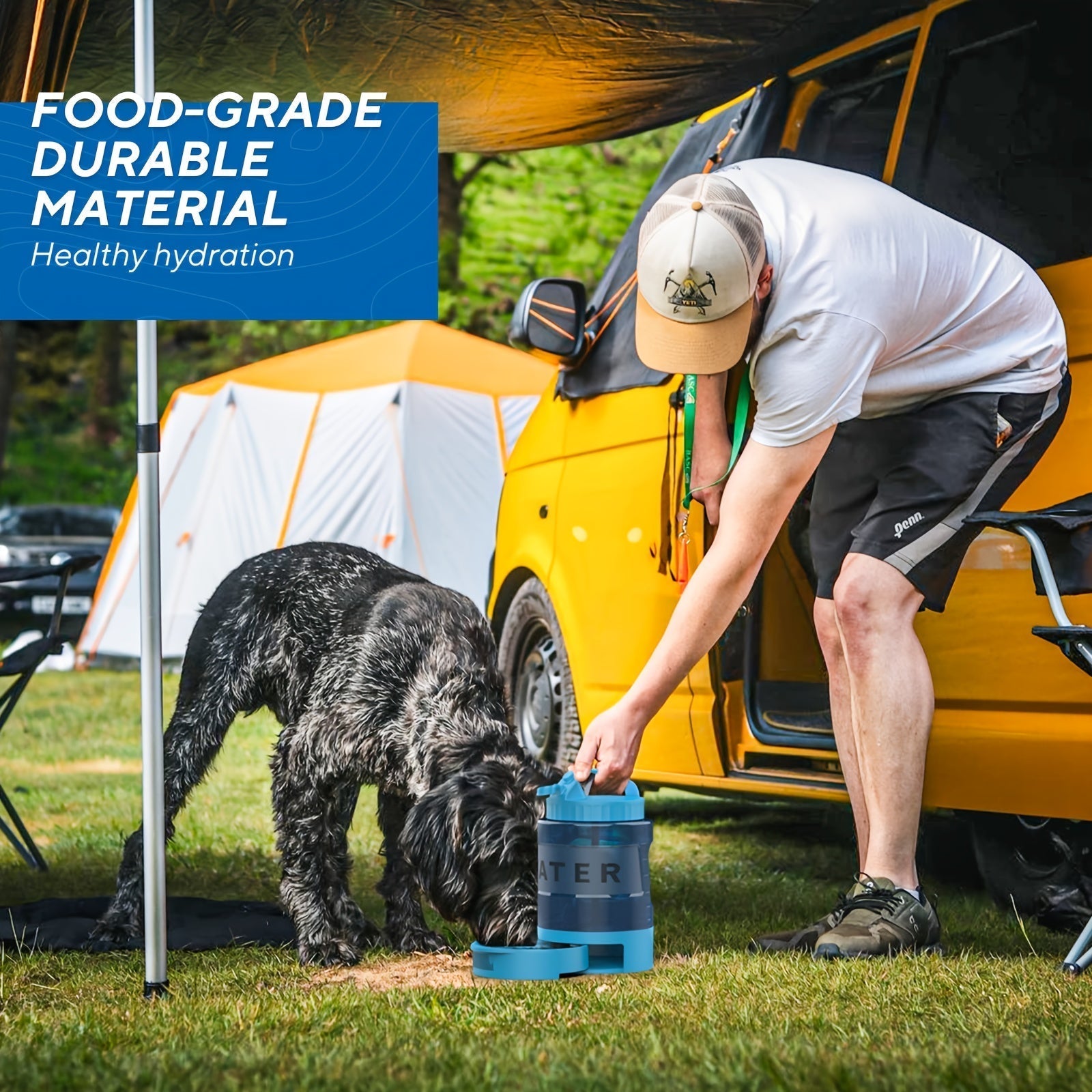 AquaTails | Hunde-Trinkflasche To-Go | 2,18L Volumen & Faltbare Schale | Für Outdoor, Reisen & Abenteuer