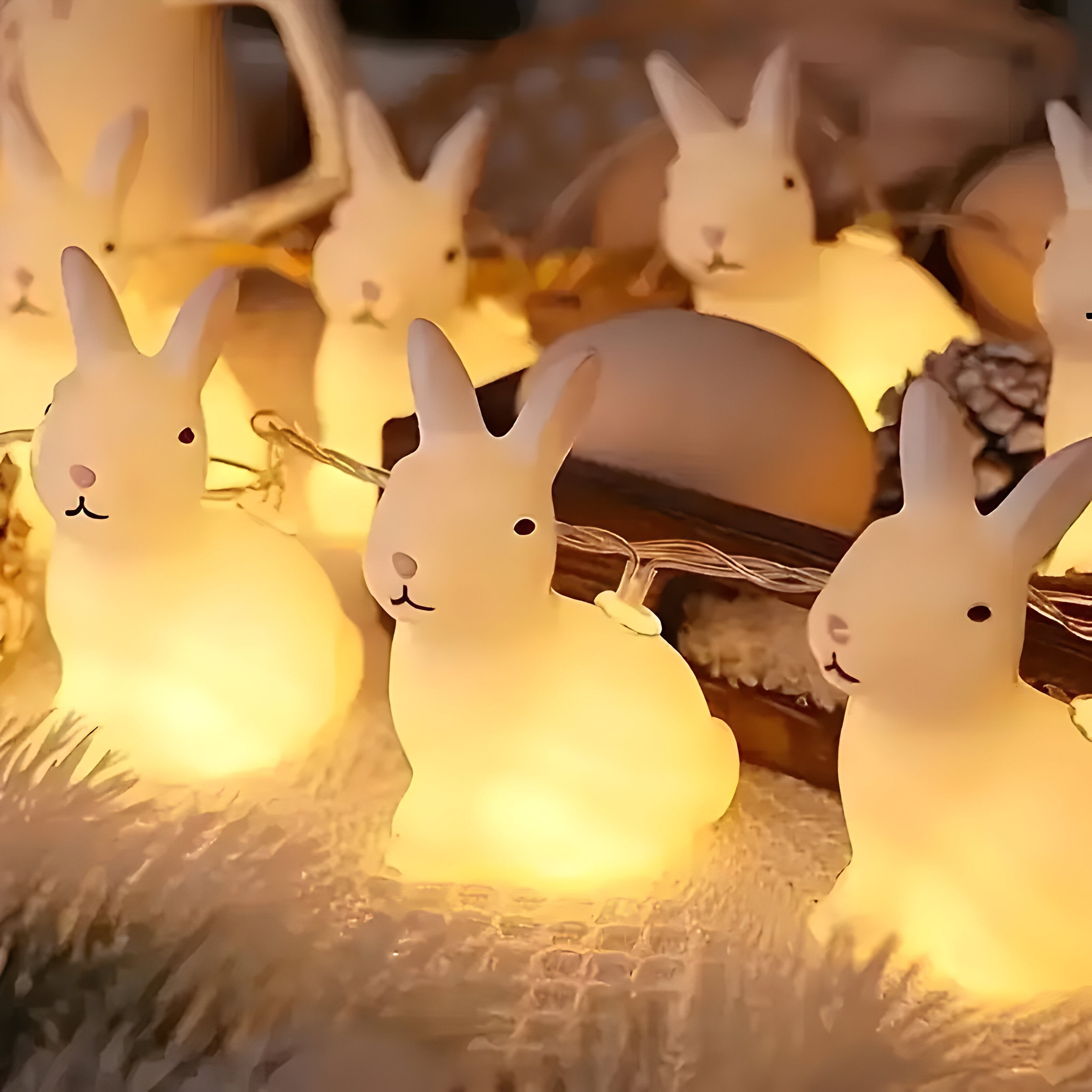 BunnyGlow LED Hasen-Lichterkette | Vintage-Deko & Batteriebetrieben | Für Ostern, Kinderzimmer & Wohnzimmer | Nostalgischer Charme
