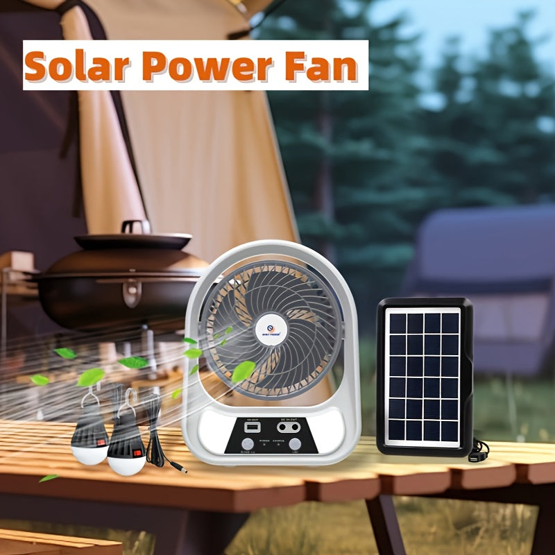 SolarAir | Tragbarer Solar-Ventilator | LED-Beleuchtung & Powerbank | Kompakt und Mobil