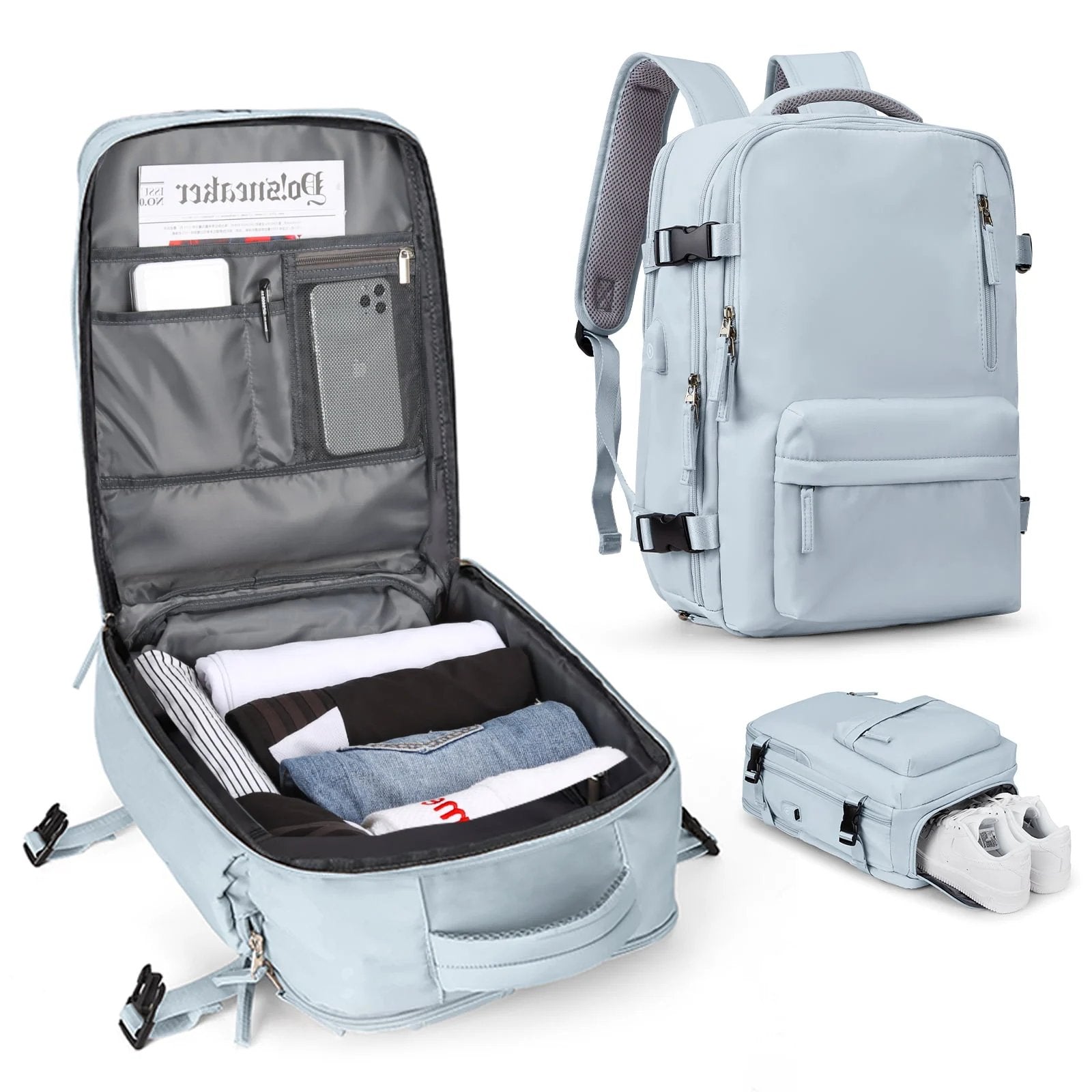 UrbanVoyage Rucksack | Wasserfest | USB-Anschluss | Anti-Diebstahl