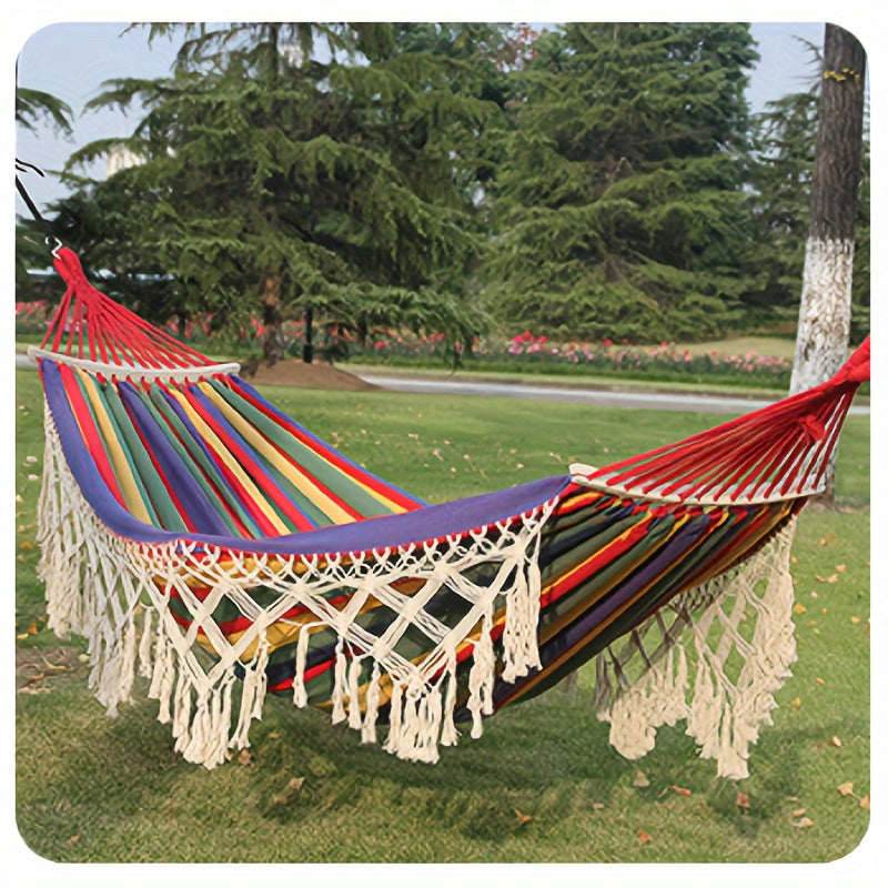 Calyma DuoHammock | Boho-Hängematte für 2 Personen | Weiche Baumwolle & Pompons | Für Innen & Außen