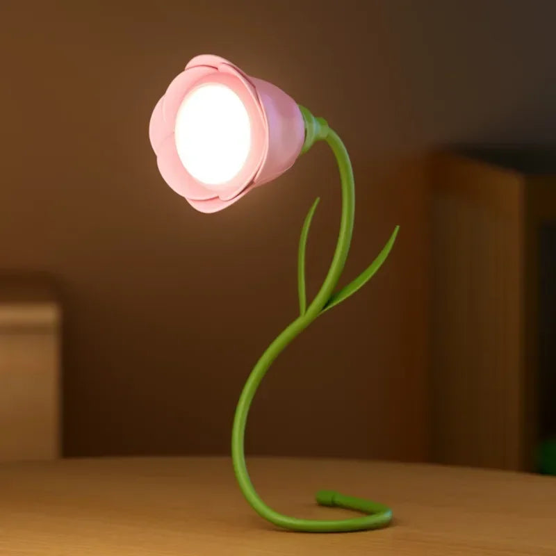 Lunafleur | Wiederaufladbare LED-Rosenlampe | Flexibel & Dimmbar | 3 Farblichter mit Helligkeitsspeicher | Kreatives Nachtlicht & Geschenk für Frauen