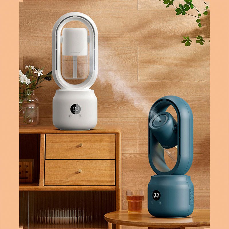 BreezyGlow One | Bladeless Ventilator | Luftbefeuchter & LED | Kabellos