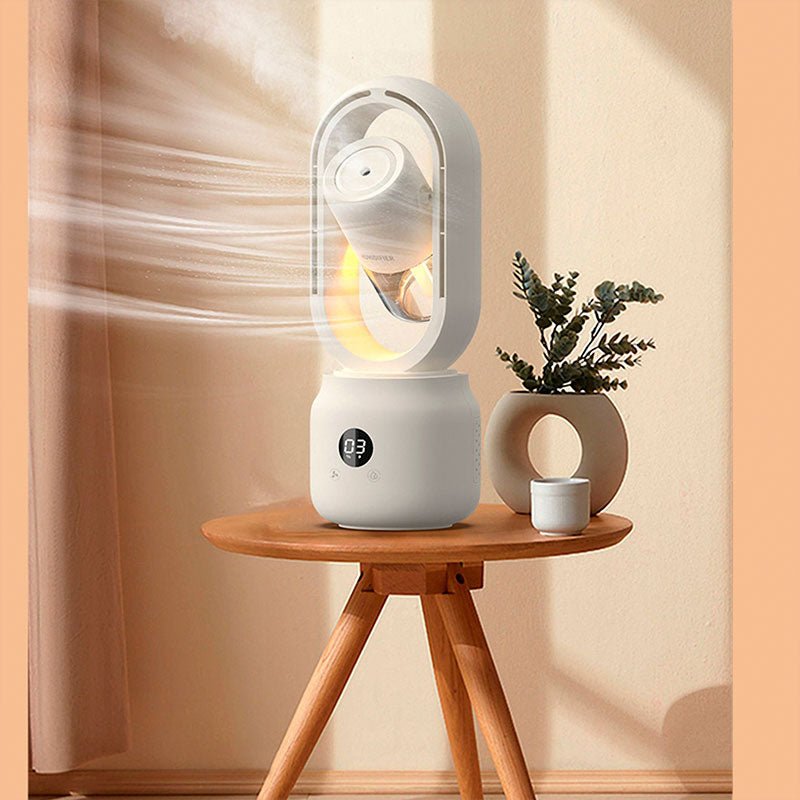 BreezyGlow One | Bladeless Ventilator | Luftbefeuchter & LED | Kabellos