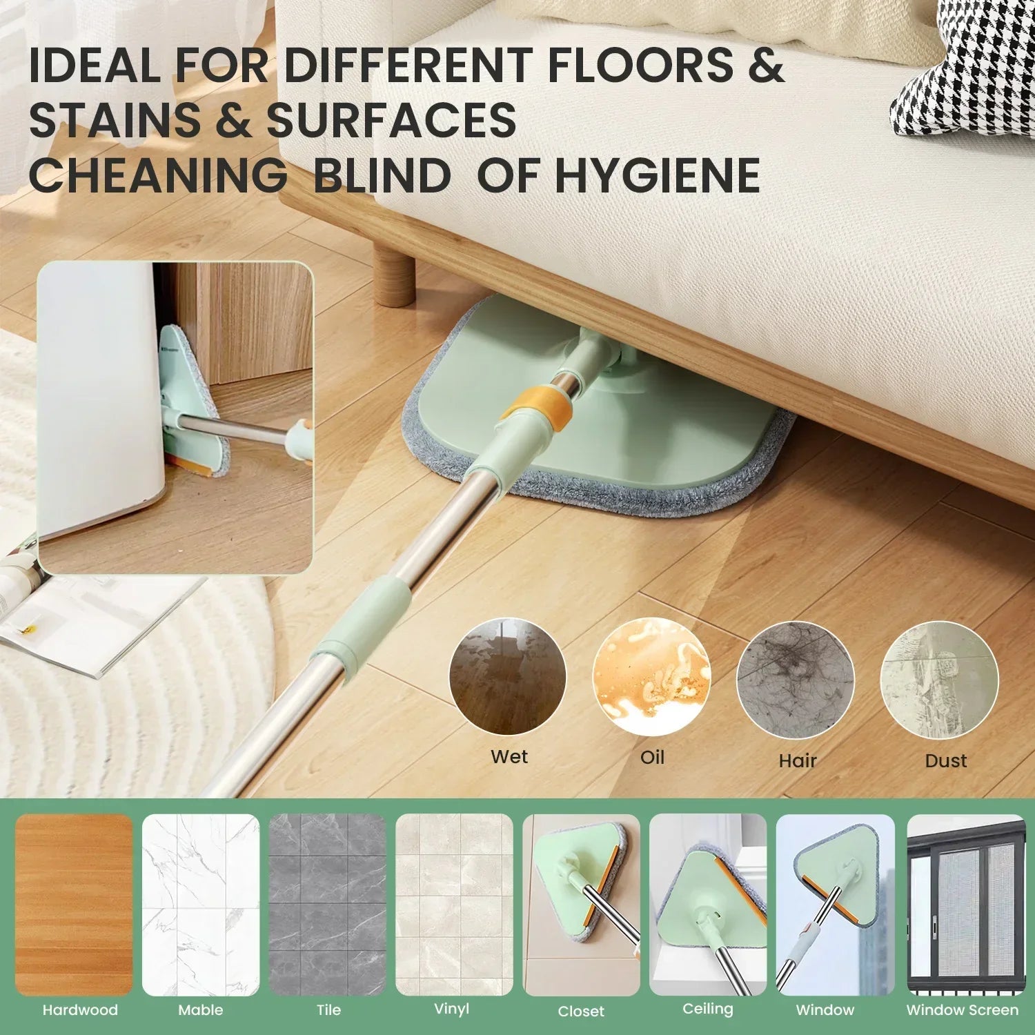Cleaniva SpinMop | Hygienischer Wischmopp | 360° Rotation & Schmutzwassertrennung | Mikrofaser