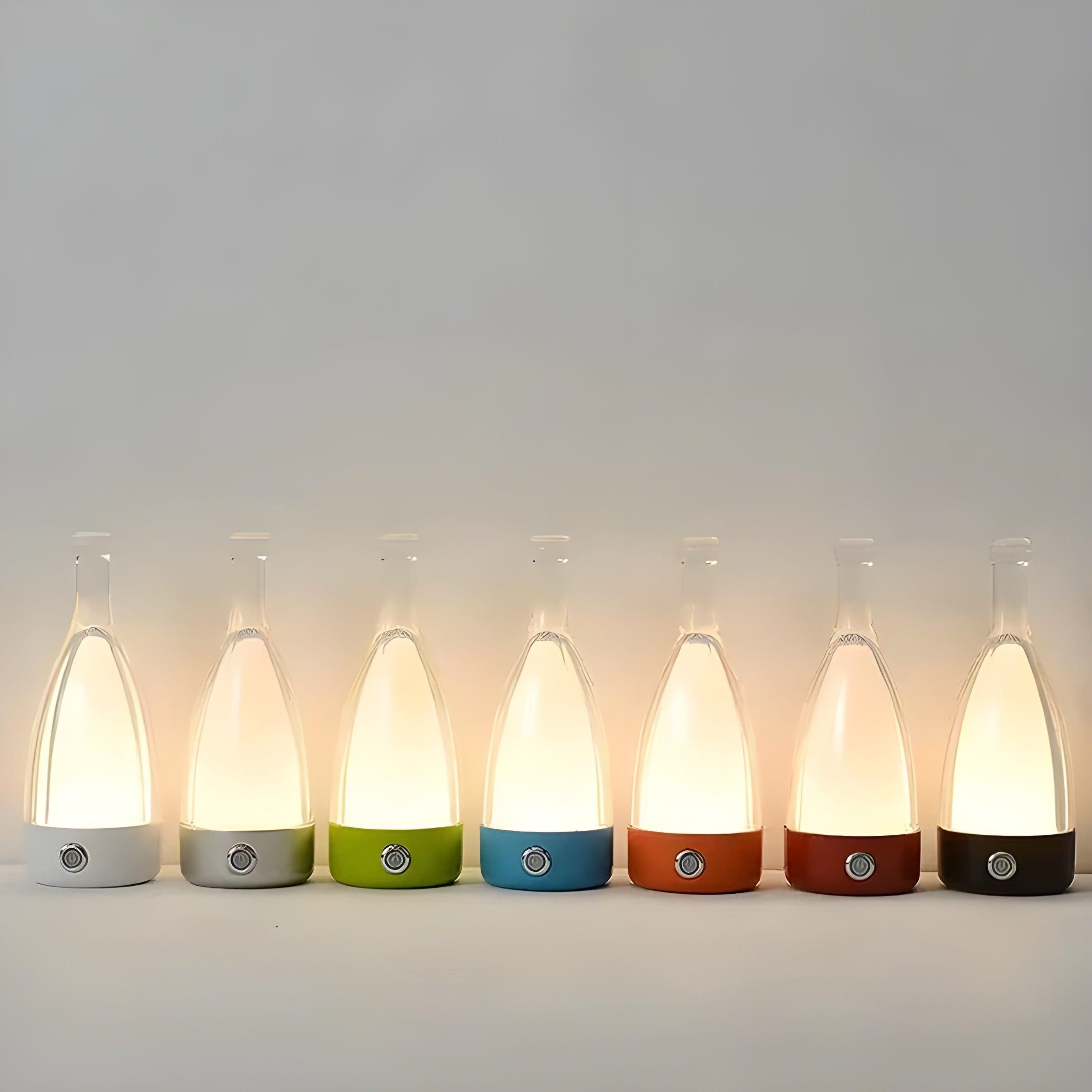 Lumora LED Tischlampe | Weinflaschen-Design | Warmweißes Licht | Wiederaufladbar & Kabellos