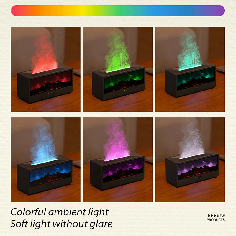 Flamora Kamin Aroma Diffusor | 150 ml Luftbefeuchter mit LED-Flamme & Fernbedienung | Automatische Abschaltung ohne Wasser | Duftöl-Diffusor
