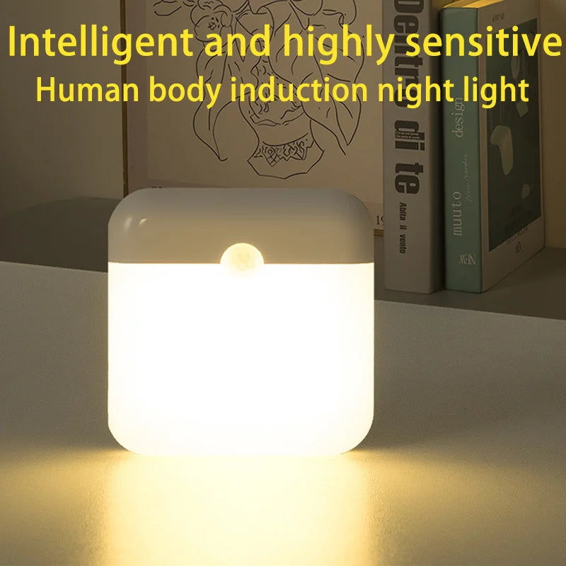 LumoSquare LED-Bewegungsmelder Lampe | USB-C Wiederaufladbar | Warm- und Kaltweißes Licht | Magnetisches Nachtlicht für Schlafzimmer, Küche und Flur