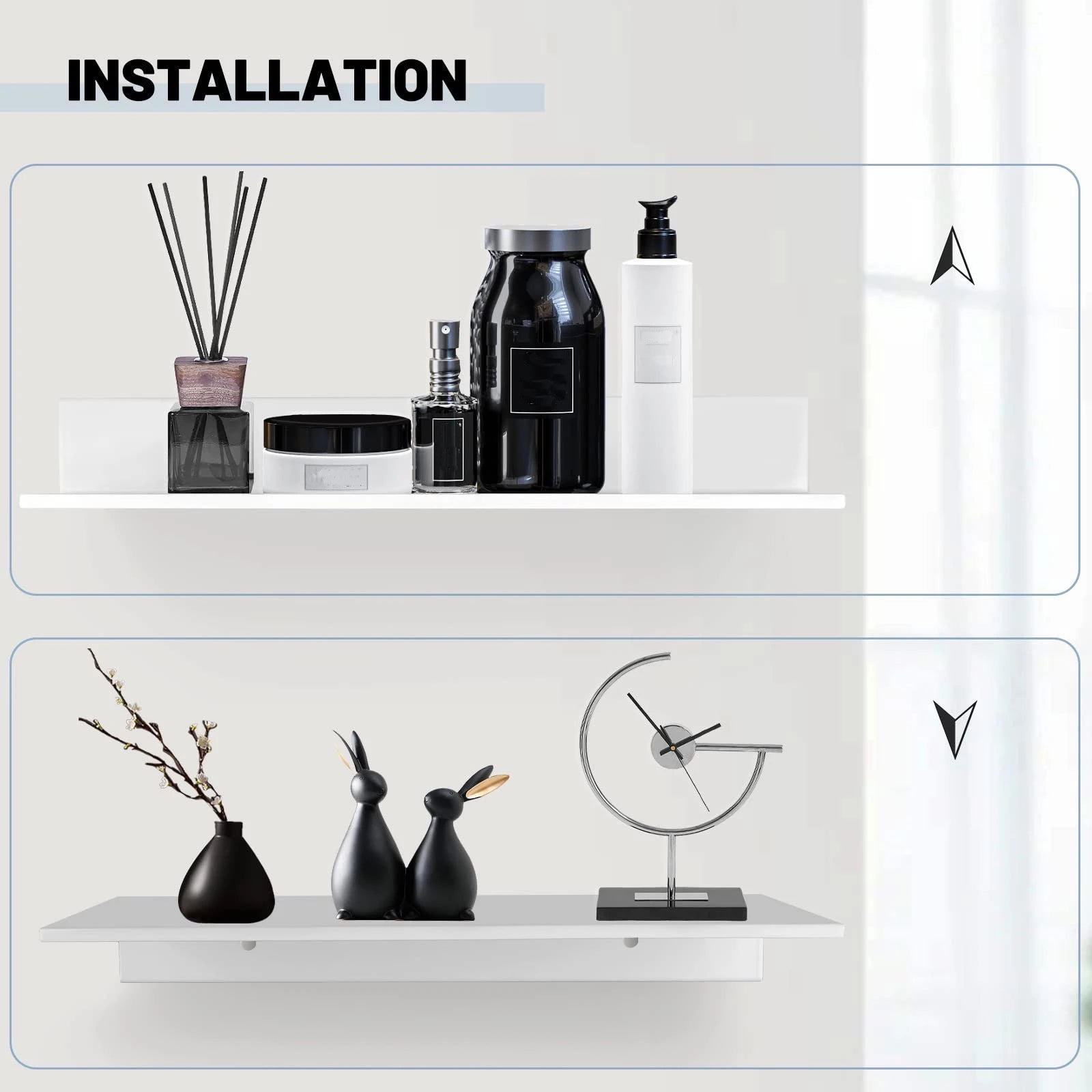 Metallura | Metall schwebendes Wandregal | Platzsparendes Aufbewahrungsregal 30/40/50 cm für Badezimmer, Küche & Schlafzimmer