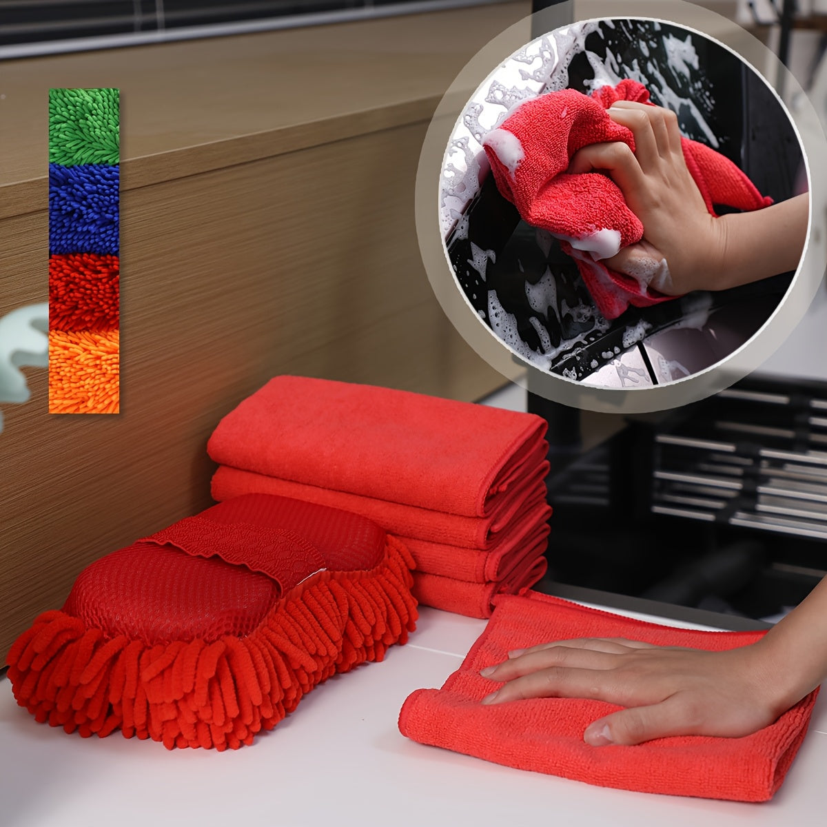Reinima SoftGrip | Auto Reinigungsset | Mikrofasertücher & Schwamm | Kratzfrei & Saugstark | Für Auto & Zuhause