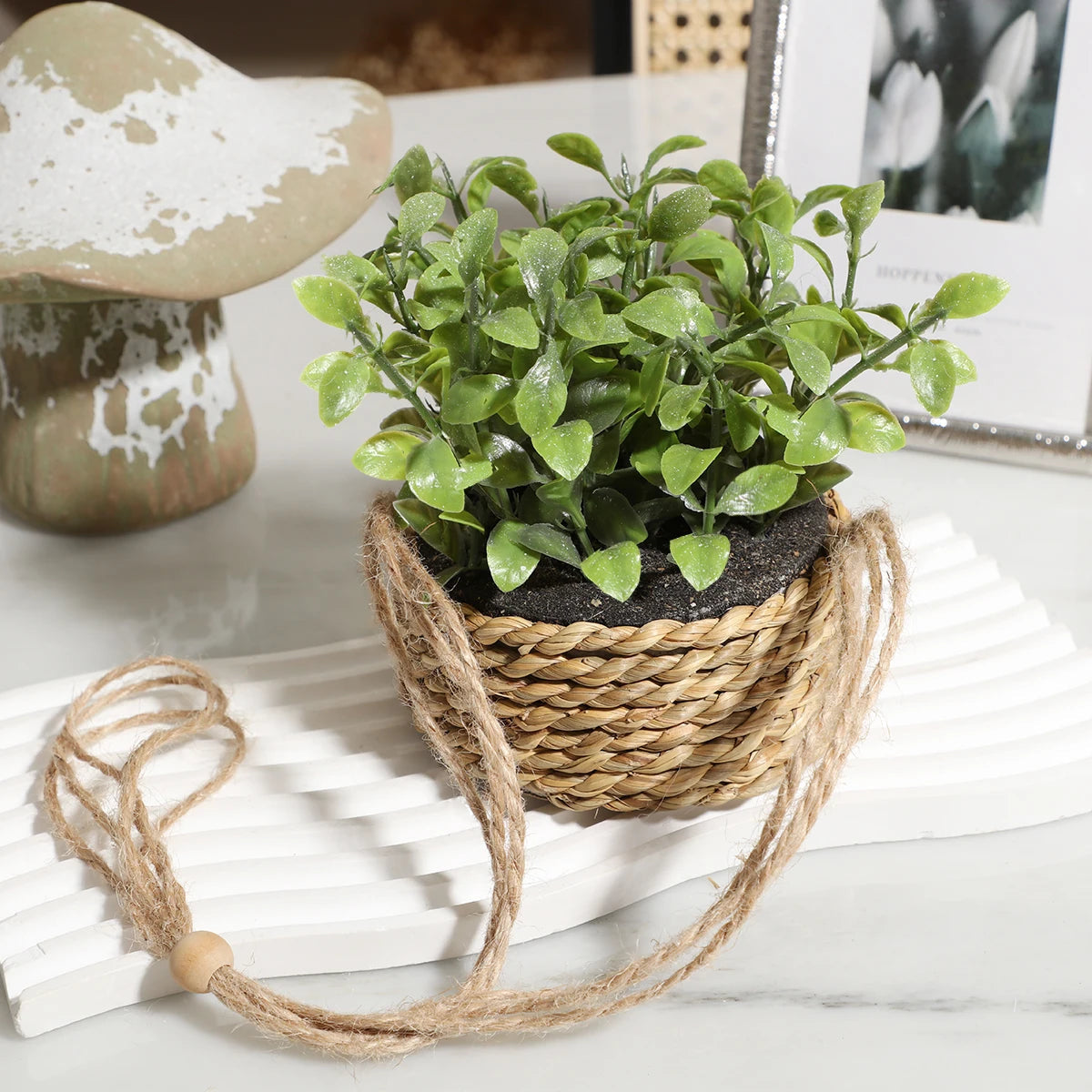 VerduraGreen Künstliche Eukalyptus- und Rosmarinpflanze | 40 cm | Im Topf | Realistische Indoor-PE-Kunststoffpflanze | Pflegeleichte Dekoration