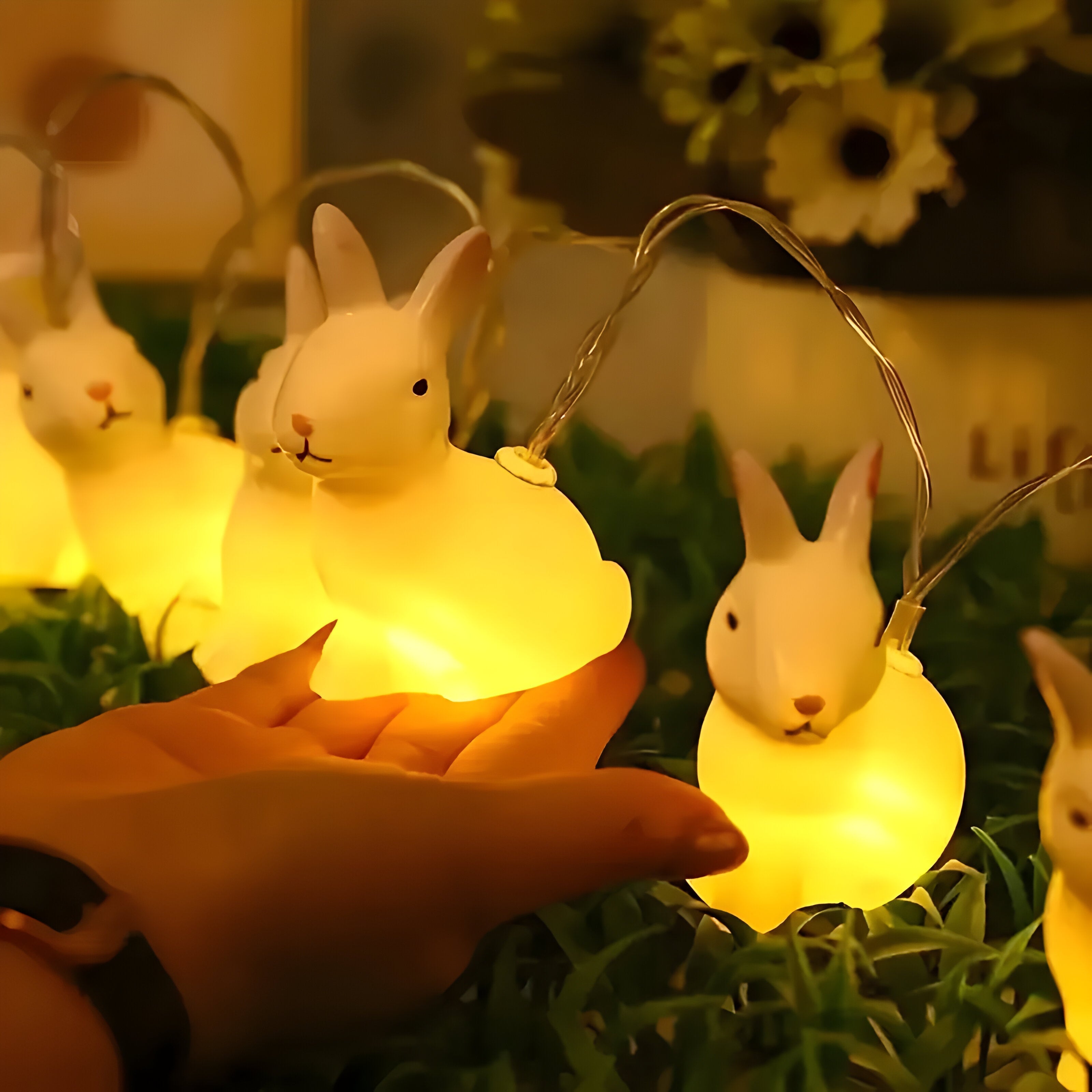 BunnyGlow LED Hasen-Lichterkette | Vintage-Deko & Batteriebetrieben | Für Ostern, Kinderzimmer & Wohnzimmer | Nostalgischer Charme