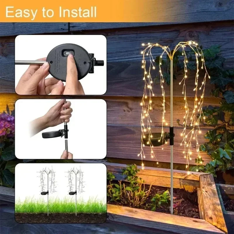 Solarique Outdoor Solar-Lichterkette | 100 LEDs auf Kupferdraht | 3 Lichtmodi | IP65 Wasserdicht | Warmweiß und Mehrfarbig | Perfekt für Garten & Terrasse
