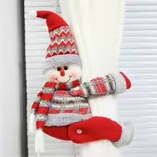 HollyHug | Weihnachtsvorhang-Bindebänder | Schneemann, Weihnachtsmann & Rentier Designs | 46×14 cm