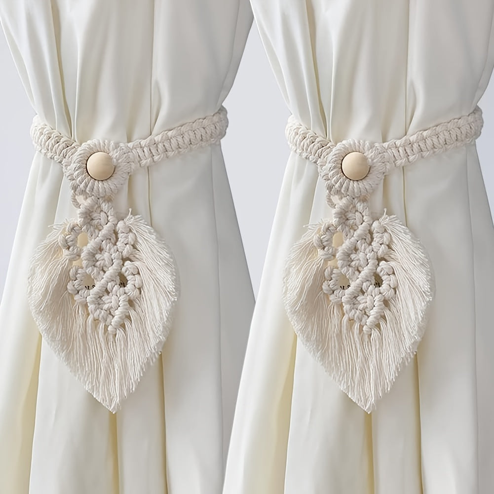 Soltana Vorhangbänder | Handgeknüpftes Boho-Design | 100 % Baumwolle | Für Wohnzimmer & Schlafzimmer
