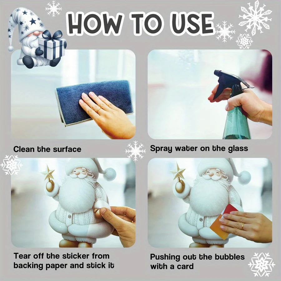 Weihnachtsfensteraufkleber SantaCling | Wiederverwendbar, Rückstandsfrei | Weihnachtsmann-Motiv | Fensterdekoration für Wohnzimmer & Flur