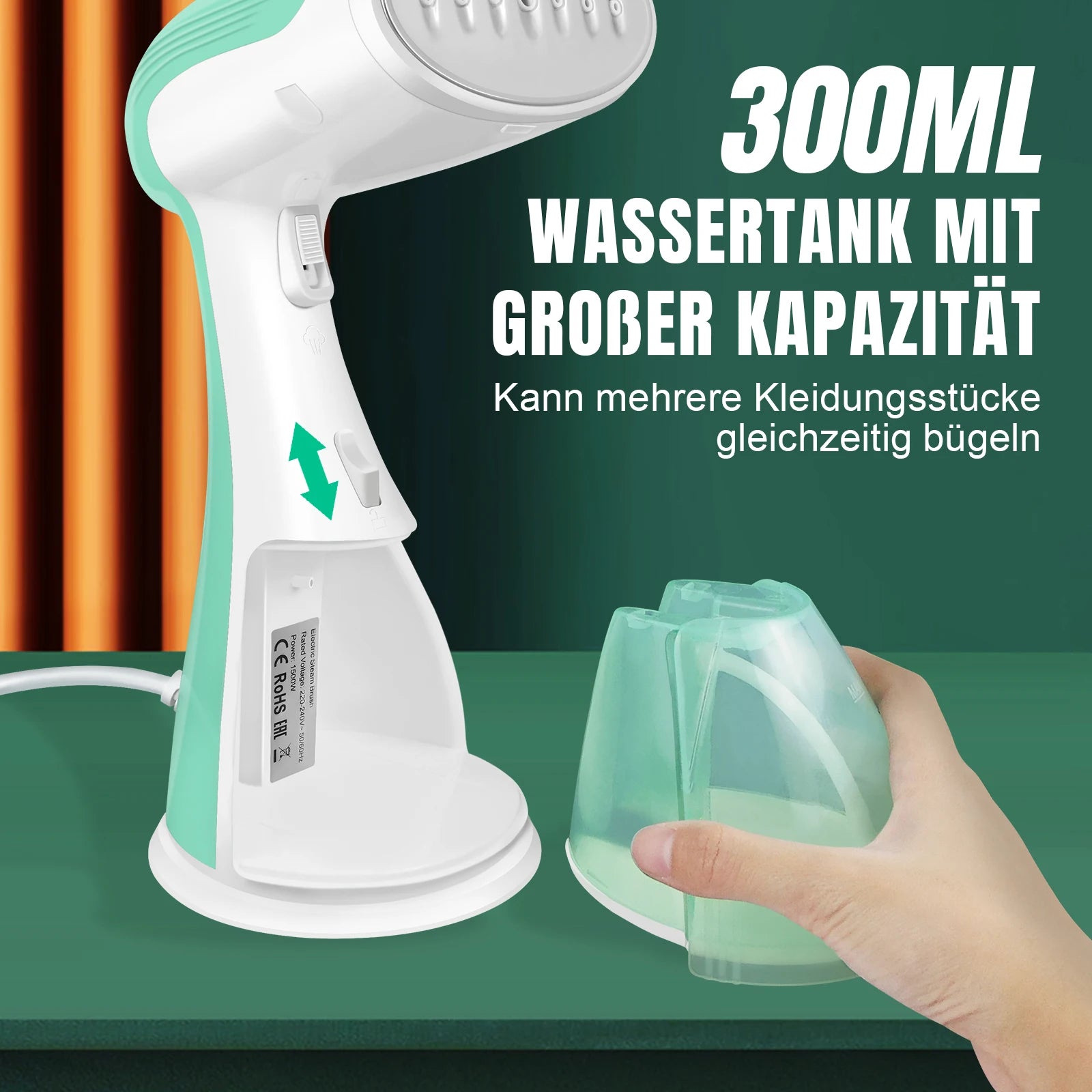 VaporiX 2000W Handdampfbügeleisen | 30-Sekunden Aufheizzeit | Tragbares Bügeleisen für Zuhause und Reise | Doppelte Dampfeinstellungen & 300ml Wassertank