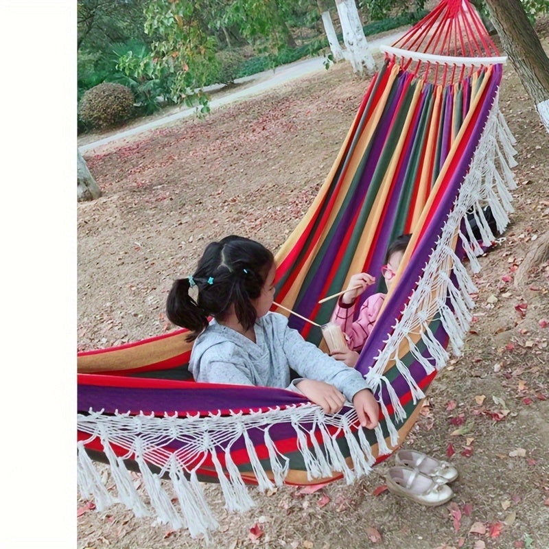 Calyma DuoHammock | Boho-Hängematte für 2 Personen | Weiche Baumwolle & Pompons | Für Innen & Außen
