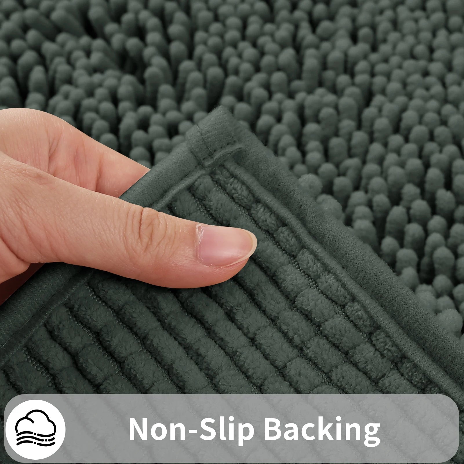 Aqualume | U-förmige Toilettenmatte | Chenille-Badmatte mit überlegener Saugfähigkeit | Rutschfest und maschinenwaschbar | Weich und gemütlich