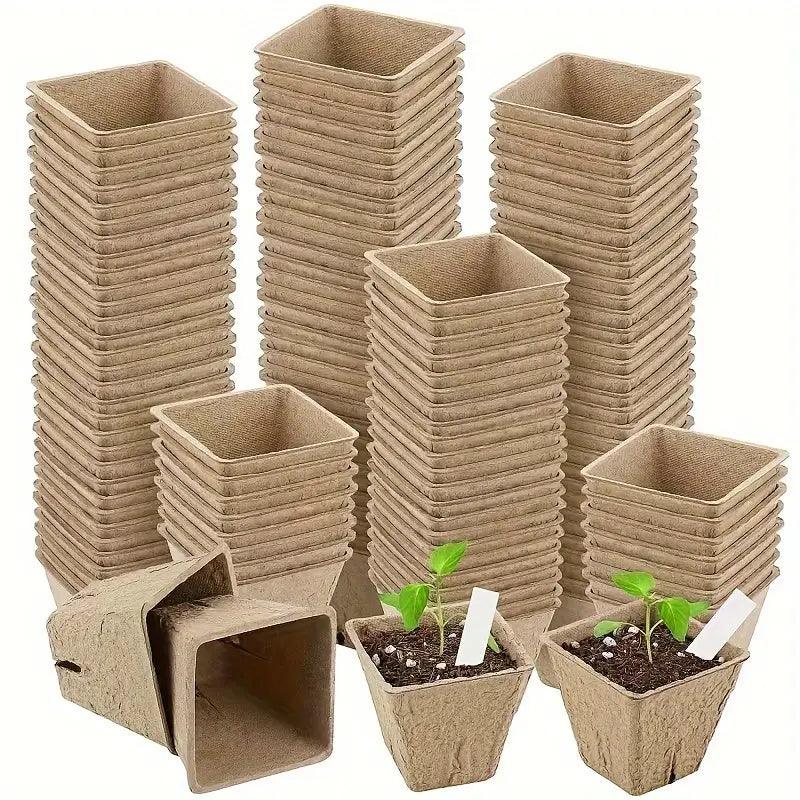 Sproutory Anzuchttöpfe | Kompostierbar | Mit Drainagelöchern | 100er Set Pflanzenfaser