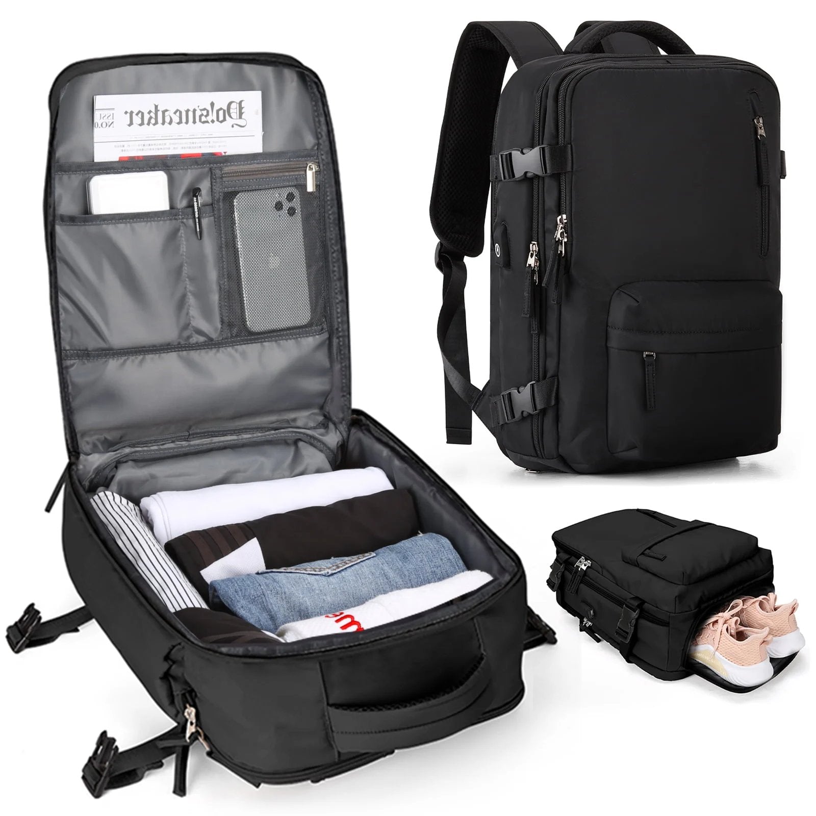 UrbanVoyage Rucksack | Wasserfest | USB-Anschluss | Anti-Diebstahl