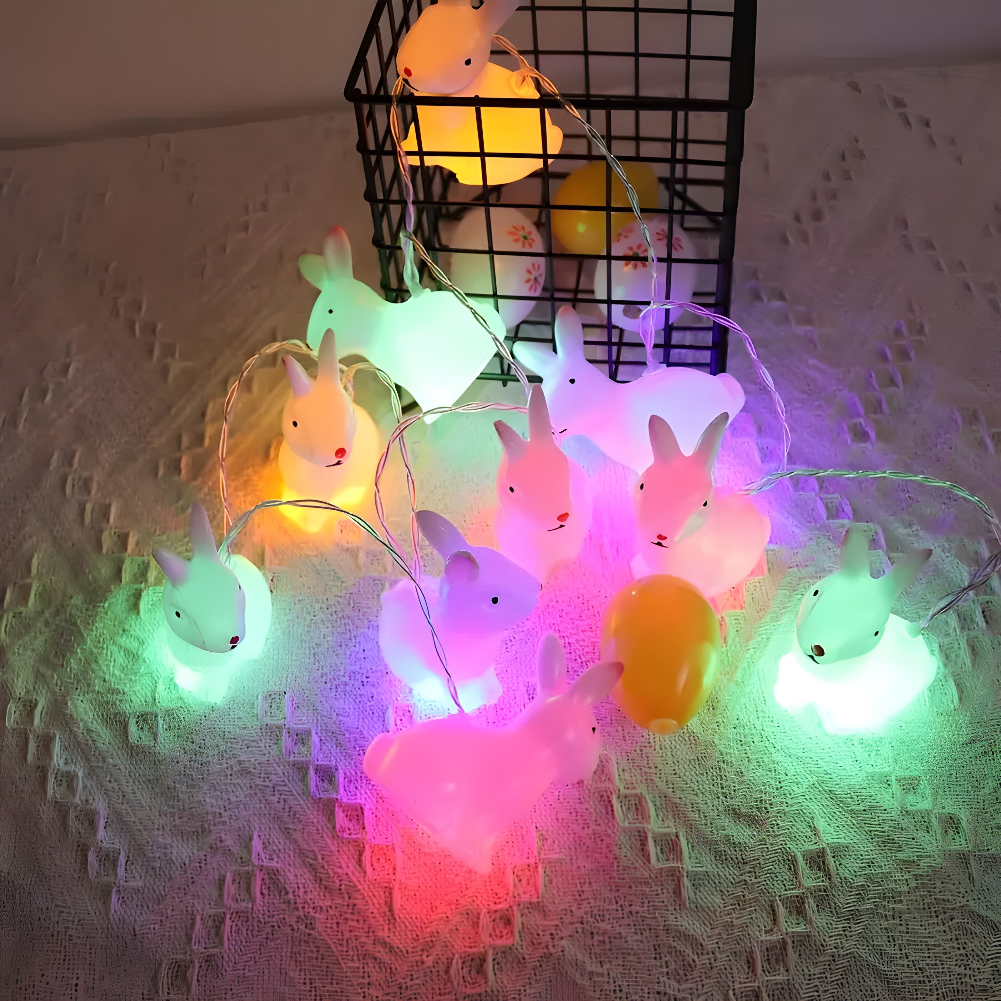 BunnyGlow LED Hasen-Lichterkette | Vintage-Deko & Batteriebetrieben | Für Ostern, Kinderzimmer & Wohnzimmer | Nostalgischer Charme