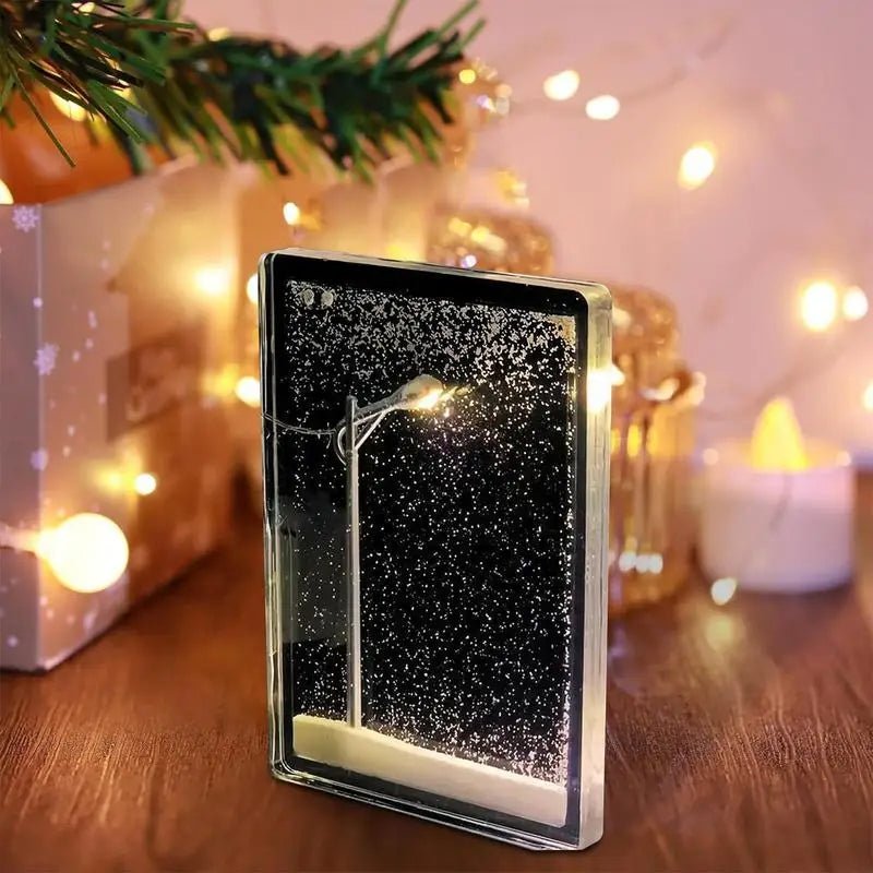 SnowGlow – Straßenlaterne mit winterlicher Schneeszene!